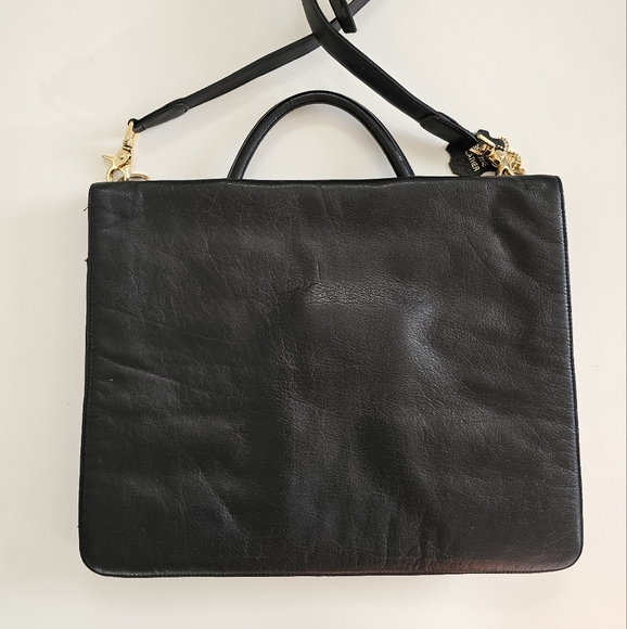 Valerie Stevens Black Leather Briefcase Messenger Bussines Shoulder Bag - Picture 3 of 7
